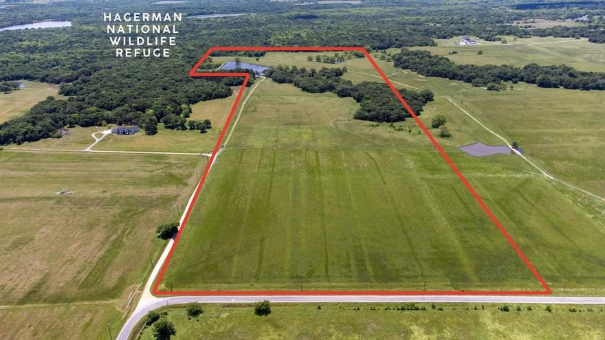 Rare opportunity to own aprox 89.7 acres in Sadler, Texas, directly backing up to Hagerman National Wildlife Refuge. This legacy property has been in the same family since 1887 and offers exceptional recreational and investment potential. Featuring aprox 870 feet of asphalt road frontage on Brooks Ln and an additional aprox 880-foot gravel drive (Martin Ln) leading to a gated entrance, the land is fully fenced and includes diverse terrain with pasture, timber, and water features.

A highlight of the property is a fully stocked 8-acre lake filled with bass, crappie, catfish, and perch, and monitored by the Hagerman Wildlife Refuge. There is also a secondary retention pond on site. No floodplain. Property has an existing water meter (2-Way Water) and electric service on site, making it ready for development or recreational use.

Wildlife is abundant—deer, turkey, hogs, ducks, geese, and numerous bird species roam freely from the adjacent federal land. Located just 25 minutes from North Texas Regional Airport, formerly Perrin Airfield, which features a 15,000-foot runway and is expected to become Grayson County’s major commercial airport. This is a truly unique piece of North Texas land with history, utility access, and future growth potential.

Buyer to verify all information. Shown by appointment only. Do not enter property without agent present.