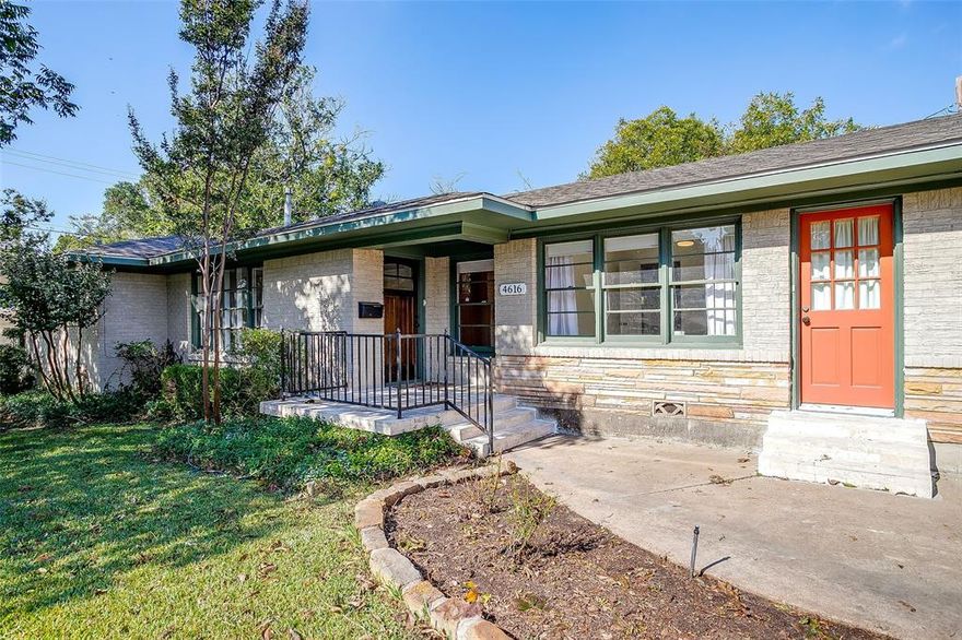 This spacious charmer is located 1.5 miles south of the TCU campus and a short walk to Foster Park and Trinity Trails. Beautiful refinished hardwoods throughout the living, dining and 2 bedrooms. The third bedroom and kitchen have decorative encaustic tile.  New owner will love the completely renovated kitchen with granite countertops, butcher block and crisp white cabinetry. The attached breakfast nook has wood with windows that looks out to the backyard and comes with cafe bench seating with storage and painted bead board walls.  There is a kitchen display cabinet, pottery barn mounted spice rack and butcher block island that further customize this cozy kitchen.  The master bedroom, with double closets, has an attached newly updated bathroom with double sink vanity and beautiful Carrera marble floors and shower. The second entry makes the third bedroom perfect for an office or flex space.  Just out the back door, enjoy the covered deck patio in rain or shine.  The house has a tankless water heater, AC was replaced in 2023.  Some special features are original built ins, wood encased living room window, designer dining room chandelier to mention a few.  There are ceiling fans in bedrooms and living room. Window curtains and treatment remain.  The laundry hookups are in laundry area which are behind sliding blue barn door in photos. The large private 0.25 acre has mature trees to lounge under. There is an attached 2 car garage with automatic openers. Bring your clients to see this mid century charmer. This property is also available for rent.