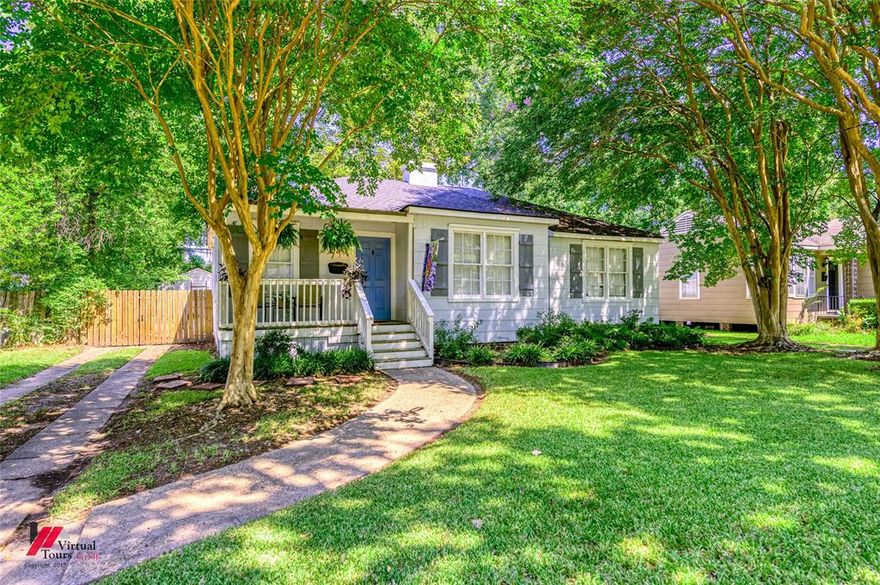 New improved listing price! Please share with your friends! Great house for sale and your personal touch would make it a HOME! The kitchen has granite countertops and stainless-steel appliances are a great touch to the white cabinets with plenty of storage! The step-down living room is very spacious and great for family and friends to gather around the fireplace. Access to the covered patio for outdoor entertaining. There is a side patio with raised gardening area for more outdoor space. The outbuilding could be used for so many different things, home office, man-cave, possibly convert to a real garage! The front living room has that old school charm with a decorative fireplace leading to the formal dining room. Plenty of windows to bring the natural light throughout.  Decorative ceiling fans, chandeliers, mini blinds, and built-in dressers are some of the amenities. The 3 bedrooms have plenty of space to spread out, including the primary bedroom with a walk-in closet and ensuite half bath! Spacious laundry room with sliding barn doors inside and the washer and dryer remain with no warranty. Ceramic tile and wood flooring throughout the house. New HVAC system in 2025!