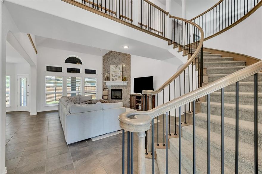 OPEN HOUSE Sun 2-4pm. BEAM with pride as you pull into the drive. Riverstone plan by First Texas Homes, your new address has 5 BIG bedrooms, no lie- Texas sized, 3.5 bathrooms, 3-car garage and over 3,700 sqft. Each bedroom is large enough to host a king-sized bed! You’ll never have that worry or repeat of moving and spending much more the second time than THIS TIME. Over $50,000 in upgrades at the time of build. Kick off your shoes and take a tour. Walking into the home and immediately to the right, there’s a bedroom currently used as an office. Across the tile floors is the dining or game room. In-between the dining and kitchen is the butlers pantry and coffee bar along with a walk-in pantry to store enough food for all summer sleepovers! Continuing into the kitchen you’ll notice an island that might have erupted and solidified with granite. Dual ovens and a gas cooktop allow for controlled temperature cooking so dinner is ready on time and delicious! The kitchen overlooks a breakfast nook and living room with vaulted ceilings that allow full natural light to bless the space! The primary bedroom is in the rear corner of the house for ultimate security and a private retreat to wind down from the day. There’s a guest bath and mud area on the first floor as well. Walk up the spiral staircase and enter the second game room! This room could also be a classroom for homeschool, a playroom, a library with bookshelves for learning, or another living room. The connected room has no windows and serves as a media room for watching your favorite movies or sports! The current setup has an 8-person couch and a projector with COD for the fellas. 3 more primary sized bedrooms upstairs separated by a catwalk! One room has a king bed and the other two have queen beds for reference. Haslet Elementary, Worthington Middle School, and the pool are all walking distance. You’ll love Haslet and LeTara is a community that hosts activities! 4.99% rate available with approved credit