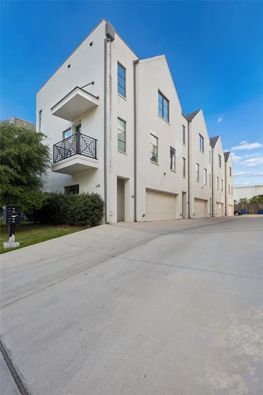 Beautifully built in 2020, this modern transitional condominium offers a low-maintenance lifestyle in one of Dallas’ most convenient, central locations, with great proximity to The Medical District, Love Field, and the DART Rail. Very tall ceilings and recessed lighting carry throughout, creating an open feel with natural light in the main living areas, while ceiling fans in both bedrooms and the living area add comfort. The layout is both functional and flexible, featuring a welcoming entry and a first-floor space ideal for a home office, second living area, or workout room. The main living area features light hardwood floors and an open-concept design that connects the kitchen, dining, and living spaces. The kitchen includes white quartz countertops, crisp cabinetry, stylish open-frame geometric lantern pendants, and abundant counter space, along with stainless steel appliances, including a KitchenAid refrigerator and gas range. The powder bath is conveniently located near the living areas.  The primary suite, just under 300 square feet, features a large walk-in shower, double sinks, a generous vanity, and a spacious walk-in closet with built-in organization. The secondary bedroom includes its own en suite bath with a bathtub and a nicely sized closet. A centrally located third-floor utility room with built-in cabinetry adds everyday convenience. Additional highlights include an oversized 27-foot-deep garage and a private backyard with garden borders and an 8-foot wood fence, offering a low-maintenance outdoor space for relaxing or casual entertaining.
Just minutes from UT Southwestern Medical Center, Parkland Hospital, and Children’s Medical Center, with easy access to the Dallas North Tollway, I-35, Uptown, Downtown, Bishop Arts, and Highland Park Village.