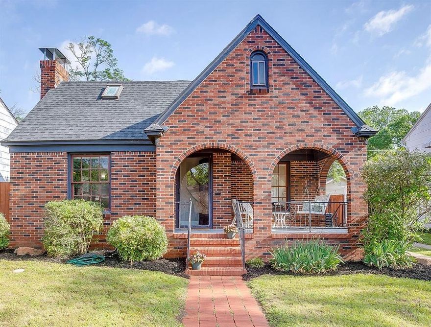 Tucked in one of Fort Worth's most beloved neighborhoods, this classic brick Tudor on Lovell Avenue is a rare find delivering timeless architectural character and a fully finished garage apartment. Arched doorways, rich hardwood floors, custom built-ins, and a covered front porch that makes a lasting first impression. The main home features two spacious bedrooms and a full bath on the main level, with an additional loft, bonus room, and full bath upstairs offering flexible space for a home office, guest suite, or studio. Not to mention the extra storage. The kitchen is well-appointed with a gas cooktop, generous counter space, and exceptional storage, flowing into a full size laundry and mudroom that leads directly out to the large back deck, perfect for entertaining. Parking and storage further set this property apart in a neighborhood where both are a premium! A covered two-car carport plus a one car garage with substantial storage. The approximately 350 square feet garage apartment (not included in square footage) offers excellent potential for rental income, multigenerational living, or a private guest retreat including a full kitchen, bathroom, living and bedroom space. 
Walk to Central Market, high end dining and retail, minutes to Camp Bowie and museum district. Convenient I-30 access has you quickly on your daily commute!