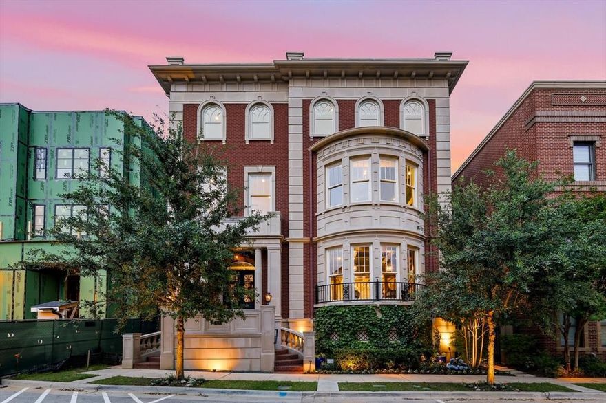 Discover elevated urban living in this stunning luxury single-family Brownstone in Southlake Town Square, where upscale elegance & unbeatable walkability converge. Upon entering, you are greeted by an entry vestibule, grand foyer, & staircase with ornate iron balusters. Continuing through the home, one will find entertaining a breeze with an open floor plan encompassing the ornate library with fireplace, dining room with a stone fireplace that flows to the informal living space, also with a large ornate stone fireplace. The kitchen, open to the living, has a large island with counter-height dining, hand-blown lighting from Italy, luxury appliances, floor-to-ceiling cabinetry, & a walk-in luxury pantry with a ladder & additional sink & dishwasher. Also, right off this area is an outdoor screened living space with a luxury grill & hood. Additional features on this floor are an office with built-in cabinetry & a half bath. When moving to the owner's floor by either the grand staircase or the elevator, you find a wall of shelving at the landing, which leads to a flex space with a built-in bar that can be used as an office or workout room. In the ample primary suite, you will have room for a sitting area not only in the main room but also in the en-suite spa bath. The primary bath has dual water closets, a jetted tub, a double shower with spray nozzles, & dual sinks. The primary closet is a work of art, featuring custom cabinetry, ample storage, & an attached laundry room. On the third floor is an additional game room with a built-in bar, half bath, laundry room, & three bedrooms, each large enough for sleeping & sitting areas, all with en-suite baths & walk-in closets. Moving to the basement area is another living space with an entertainer's bar, massive luxury media room with cinema-quality equipment, a half bath, & multiple storage rooms. Add. features include smart home w a Savant system, oversized four-car garage, dog room, dog shower, full home generator & more.