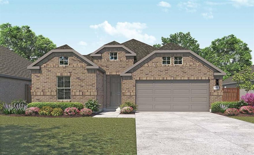 Superb Single-Story DRB Home, the Oleander Floor Plan features 2,211 sq ft of living space. Gorgeous curb appeal & pristine interiors welcome you home to a wide open floor plan providing ample space for everyday living & entertaining. The entryway with upgraded wood floors and interior doors creates a dramatic first impression with an expansive view that opens up through to the great room. The full-function island and chef-ready layout with custom cabinets and stainless steel appliances help make this streamlined kitchen delightful. You'll love the oversized primary suite & private bath with a double vanity, soaking tub & huge closet. Three additional secondary bedrooms and well-appointed bathrooms, as well as a study, are housed in their own sections, making them perfect for kids or guests. Explore the new master-planned community of Hulen Trails, with planned amenities for this family-friendly community, including an amenity center with a sparkling pool, spacious playscapes, winding trails, and open green spaces.
