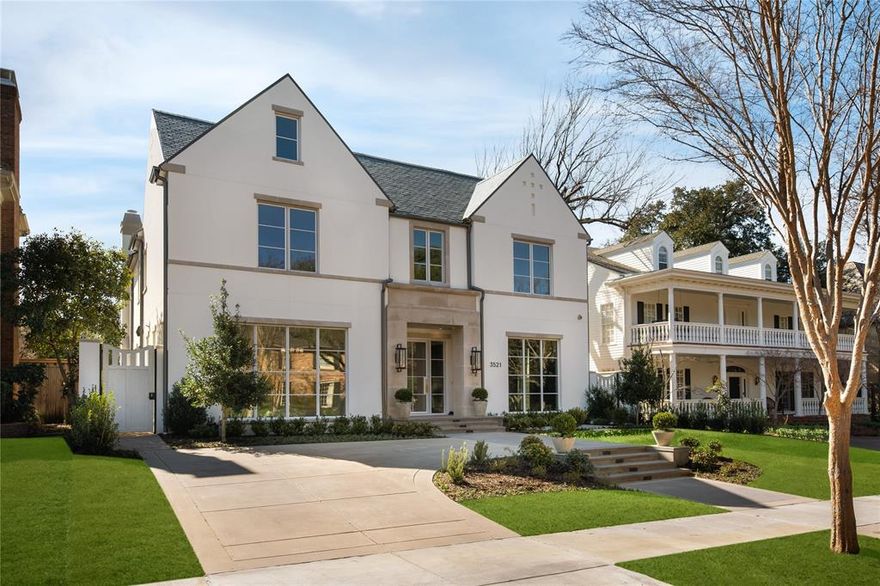 Exceptional opportunity in Highland Park—an immaculate New construction on a quiet block. Built by Maverick Residential, a 20+ year veteran Park Cities developer, with architecture by Fusch & Assoc., interiors by Philip Vanderford of STJ, and landscape design by DDLA. This 7869 sq ft residence features 5 beds, 5 full & 3 half baths, open den to kitchen & keeping room, large dining room, and a library-office with a separate home office. Enjoy a wet bar, wine room, and 2 powder baths down. The primary suite boasts a vaulted ceiling, separate closets & toilets, with 4 other bedrooms ensuite. Custom and designer everything—from plumbing to hardware, lighting, cabinets & trim. Steel front door, oversized doors & windows, screened and heated porch 3 FPs, slate roof, 2x6 framing, stucco over cinder block, and an elevator. With too many features to list, this home is a testament to meticulous workmanship and luxury living. Don't miss the chance to call this Highland Park masterpiece yours.