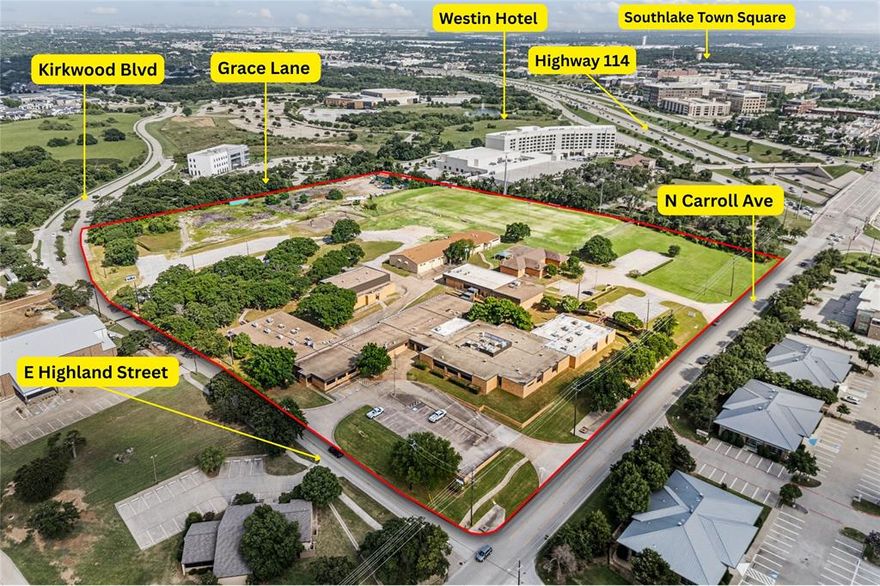 Presenting one of the most coveted and unique land offerings in all of Southlake—over 18 acres of prime real estate situated in a premier location surrounded by the best the city has to offer. Whether you’re a developer, investor, or visionary end-user, this rare parcelcurrently houses a number of office buildings compeltely operational and ready for use except for 1 of the 6 original Carroll school building. 
Strategically located just minutes from Southlake Town Square, Carroll ISD’s award-winning schools, DFW International Airport, and major highways including Highway 114 and Southlake Boulevard, this acreage offers unparalleled accessibility and visibility. The property is currently zoned commercial, opening the door to a multitude of possibilities—think luxury development, corporate headquarters, premier medical facilities, boutique hospitality iwth plenty of parking and open fields presenting a miriad of uses.
The land features some flat, usable terrain with excellent street frontage, ideal for phased development or a large-scale master plan. With the City of Southlake continuing to experience strong growth and demand for upscale retail and office space, this site offers not only a central location but also long-term value in one of the most affluent zip codes in North Texas.
Southlake has become synonymous with luxury, quality of life, and community prestige—and this property is your opportunity to become part of that legacy. Whether you're envisioning a vibrant lifestyle center, a serene corporate campus, or a custom development tailored to high-end users, the possibilities here are truly limitless.
A few of the buildings are occupied and showings can be done by appointment with a 24 hour notice.This property is owned by the Carroll Independent School District and subject to approval of state mandatory requirements.