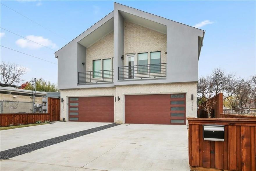 This is the opportunity to be part of a new growing neighborhood in the heart of Dallas. Positioned perfectly between uptown and the Medical District. You have access to everything. Uptown, Victory Park, Downtown, Design District, Medical, Oaklawn, parks and attractions. These modern new construction duplexes are complete to allow you to live comfortably. Enjoy an open floor plan with clean lines and natural light. 2 stories, solid hardwood floors, huge master closet, master bath glass dual shower. Balconies off the bedrooms. Custom cabinetry, and quartz countertops. Complete with 2 car garage, plus a large private, landscaped yard with an irrigation system. You can't find this anywhere!