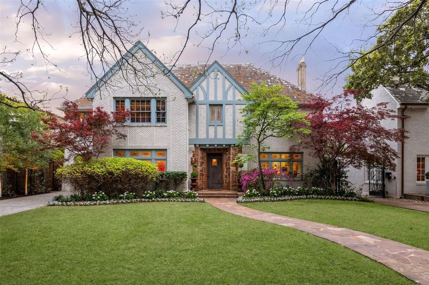 Whimsical charming Tudor revival home, designed by Arch C. Baker, ca 1929, has been reimagined under the talented eyes of designer Eric Prokesh and the current owner. Rear landscapes hardscapes reimagined under the direction of Bill Bibb, Archiverde, ca 2018. Architect Wilson Fuqua designed replacement garage, quarters space and wine cellar, ca 2017, built to replicate the main house complete with slate roof! 3 spacious bedrooms, 2 spacious baths, and excellent closet designs upstairs. 2nd floor sunroom, the 'nest' surveys the south, east and north sites. Living Rm, Dining Rm, Kitchen, Breakfast and Powder comprise ist floor. A porte-cochere accessed from central axis. Recessed stairway. Formals are divine.