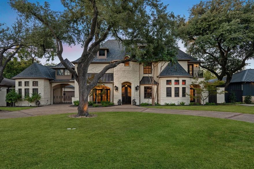 **Offer deadline Sunday at 9PM** Nestled on nearly half an acre in prestigious Preston Hollow’s private school corridor, this spacious, traditional home offers an exceptional blend of elegance, comfort, and versatility. A gracious foyer welcomes you into a grand, light-filled entry flanked by an airy formal dining room and a richly paneled library—ideal for quiet work or entertaining. The inviting main living area features soaring ceilings and seamlessly connects to the large, updated kitchen with new countertops and backsplash (2025) and a charming breakfast room. Just off the living area, an enclosed porch with a phantom screen provides a serene retreat for indoor-outdoor living. The generous primary suite is a true sanctuary, complete with a fireplace, sitting area, and en-suite with large walk in closet. The first floor features both a private guest room with ensuite bath and also a self-contained attached apartment with updated kitchen (2020)—offering both connected and separate access - to create flexible options for multigenerational living or a live-in au pair. 

Upstairs, a spacious game room with wet bar and media room provide the perfect setting for relaxation and entertainment. Three additional bedrooms all with en-suites, alongside a third laundry room are on the second floor. Outside, a gated porte-cochere leads to a three-car, drive-through garage with both street and alley access. An 195 sq ft flex room could easily serve as a fourth garage. The turfed backyard with mosquito misting system offers low-maintenance luxury with a pool and outdoor kitchen ideal for effortless entertaining. Notable updates include a new roof (2024), new HVAC systems for peace of mind (2 in 2025, 1 in 2022, and 1 in 2019), and engineered wood flooring (2025) throughout. A rare offering in one of Dallas’s most coveted neighborhoods, this Preston Hollow home delivers refined traditional living with every modern comfort.
