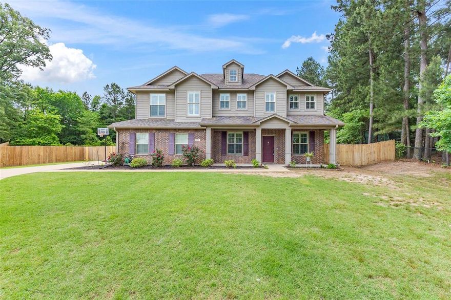 Looking for space and a large yard? Located in the sought after Honeysuckle Gardens neighborhood within Hallsville ISD, this spacious 2 story home offers room for everyone-inside and out! With 6 bedrooms, 3.5 bathrooms, a separate formal dining room, a dedicated office with a closet downstairs or could be your 6th bedroom, and a huge upstairs bonus room, this home is perfect for families who need flexibility and function. Sitting on over an acre, the property provides a large backyard-ideal for kids, pets, and entertaining. Inside you will love the fresh, bright paint throughout, including the cabinets along with new vinyl flooring that adds a clean and modern feel. The primary suite is located on the main level.