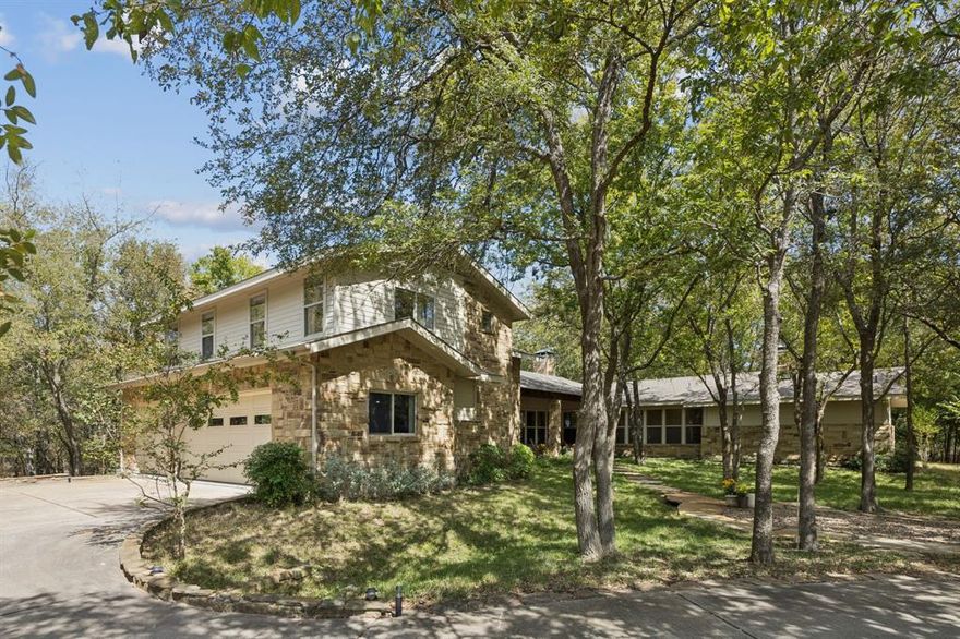 Wake to fish rippling the water’s surface and end your day watching geese drift across a painted sky. Within a gated enclave of custom homes, this 10+ acre primary home or weekend retreat offers conservation, privacy, and the quiet rhythm of nature, less than an hour from Dallas and near Rockwall’s lake lifestyle. Designed by renowned architect Steven B. Chambers in collaboration with the owner, a landscape architect, the residence blends modern comfort with wilderness. Plans available for stables and swimming pool. Framed by trees and overlooking a winding creek, it invites birdwatching, fishing, horseback riding, or peaceful walks among deer and songbirds. Improvements span nearly 2 acres, surrounded by mature trees that provide beauty and remarkably low maintenance. The open kitchen, dining, and living areas flow seamlessly together, lined with windows framing serene creek views. A stone fireplace and custom buffet cabinetry make entertaining effortless. The owner’s suite is a private retreat with a stone fireplace, patio access, and a spa-inspired bath with dual vanities, dual closets (including a safe room), soaking tub, and separate shower. A study and additional downstairs flex space open to outdoor living, while two upstairs guest suites welcome family and friends. Wildlife Agriculture Exemption rewards the preservation of this natural haven with reduced property taxes. This estate perfectly balances luxury and conservation, offering modern comfort in harmony with nature.