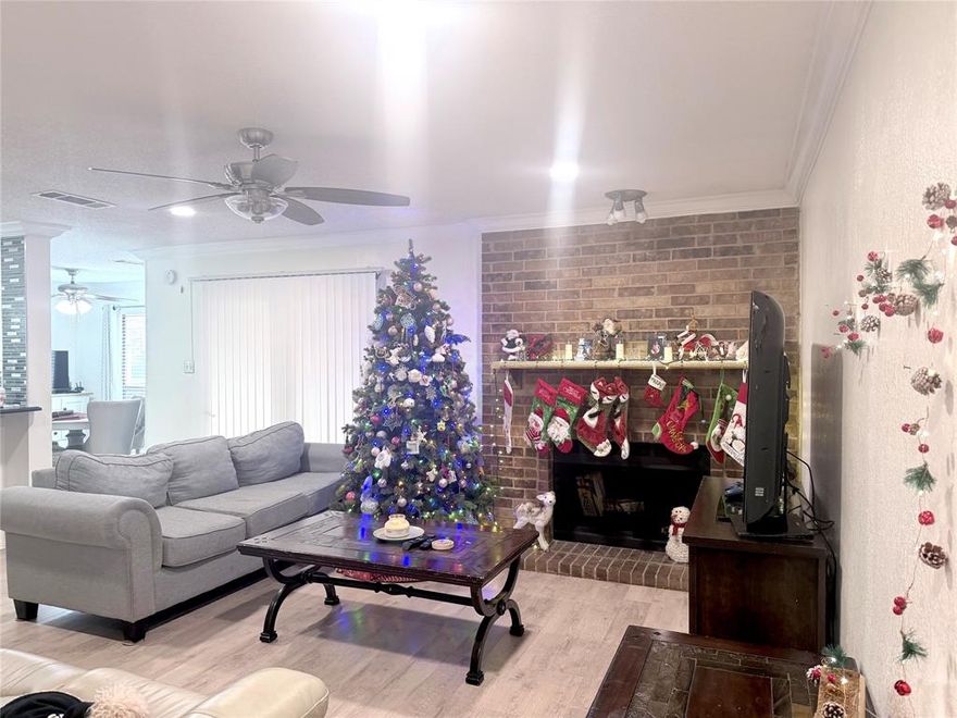 Largest floorpan located in sought-after gated community of The Cloisters in North Arlington,  nested on a first floor corner.  This darling home with luxury vinyl plank gracing the floors, offer beauty and low maintenance.  The kitchen offers see through bar, loads of cabinet storage plus a separate pantry. Large living room space, or you can sit at the dining table enjoying open air view.  The back door leads to the covered patio with extra storage.  The owners suite offers huge ensuite bath.  Dual sinks, garden tub, and separate shower. The fridge, washer and dryer will remain.  The amenities offered at the Cloisters are unparalleled.  Three pool areas, hot tub, tennis courts, pavilions, indoor requetball, game room with pool table plus game tables.  The beasutiful clubhouse is available for rental.  The main entrance allow guests and back entrance controlled by remote.   The HOA covers exterior maintenance, insurance, pest control, water, and sewer.  This is perfect for lock and leave or those looking for low maintenance living with heat cavities.  Located in N. Arlington boasting close proximity to River Legacy Park with hiking, biking and walking trail, Globe Life Stadium, Live at Loews, Choctaw Stadium, ATT Stadium, Hurricane Harbor, Six Flags and more.