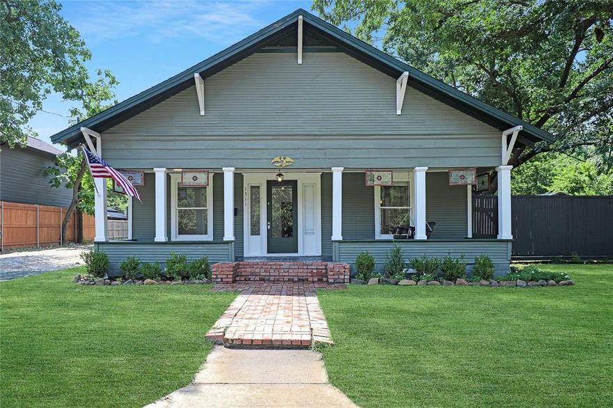 Rare Opportunity in McKinney’s Historic District Area – Two Homes on .48 Acre! Tucked away on a picturesque tree-lined street in McKinney’s beloved Historic District, this stunning property offers two separate homes on an expansive .48 acre lot—ideal for multigenerational living, guest quarters, or income-producing rental. The main home, approximately 2035 square feet, is a beautifully updated circa 1930, 3-bedroom, 2-bath Craftsman-style residence with a wide, welcoming front porch and classic porch swing. Inside, you'll find  three spacious living areas, refinished hardwood floors, shiplap walls, and designer lighting that complement the home’s timeless appeal. The inviting living room features an original  decorative oak fireplace mantle, adding a charming character to the space. The gourmet kitchen is outfitted with quartz countertops, custom cabinetry, a DCS 6-burner gas range with double oven and a pot filler on a timeless subway tile backsplash. Both bathrooms feature antique vanities that bring vintage charm to the thoughtfully renovated spaces. The primary ensuite also includes a custom walk-in closet and a spa-like bath with an oversized marble shower with dual shower heads. Step outside to the lovely deck, perfect for outdoor dining, while twinkle lights in the spacious backyard create an enchanting evening ambiance. Perfect size to add a pool! A garden shed and  2-car carport completes the main residence, along with an oversized driveway with plenty of room to park all of your toys, boats, campers, RV's,and ATV's! The second home (784 sq ft) offers privacy with a separate entrance, full kitchen with stainless steel appliances, shiplap walls, two bedrooms, or an office and a spacious full bath—perfect for extended family, guests, or rental income. With space, charm, and flexibility in one of McKinney’s most desirable neighborhoods—just minutes from the Historic Square—this rare offering is a true gem!