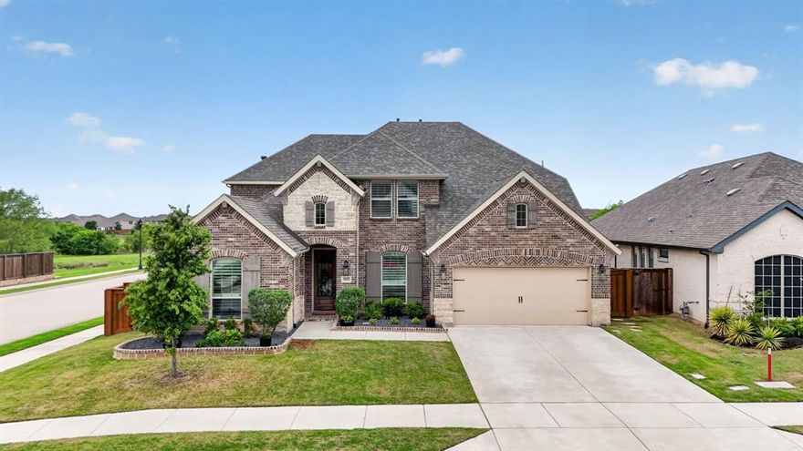 Step into style, space, & sophistication in this stunning 2021 built home offering approximately 3,353 sq. ft of thoughtfully designed living. Perfectly positioned on a desirable corner lot in the sought after Berkshire Richmond Community of N. Ft Worth, this 4 bedrm, 3 bath, designated office which also has a removable partition, mudrm, guest bedrm down, & 3 car tandem garage is a rare gem to find & will check every box. From the moment you enter, you will notice the elevated finishes & modern touches throughout. The high ceilings w beaming natural light through the windows from living rm w brand new remote controlled shades showcases the crisp white kitchen is totally a true show stopper, featuring an oversized island, elegant herringbone backsplash, gas cooktop, coffee & wine bar. The open concept layout flows seamlessly into the living area, highlighted by a cozy gas fireplace & walls of windows that frame serene greenbelt views and the outdoor paradise. Primary suite conveniently located on the first floor offers a luxurious retreat with a beautifully designed modern ensuite bath. Upstairs, enjoy endless entertainment w a spacious game rm & dedicated media rom perfect for movie nights & hosting guests. Step outside to your backyard oasis complete w an oversized covered patio & a gorgeous Gunite sparkling pool, all backing to a peaceful greenbelt where you can unwind and take in breathtaking Texas sunsets. Loaded with upgrades galore & designed for both comfort & style, this exceptional home blends luxury living w everyday functionality in one of the area's most desirable neighborhoods that offers an amazing pool, playground, catch release fishing, walking biking trails, & paint a rock & add it to the painted ROCK SNAKE trail. This LOCATION is amazing & is in the desirable Northwest ISD & is super close to Costco, Target, Alliance Town Center shopping including restaurant choices to savor your flavor. This home won't disappoint so don't let this one slip away.
