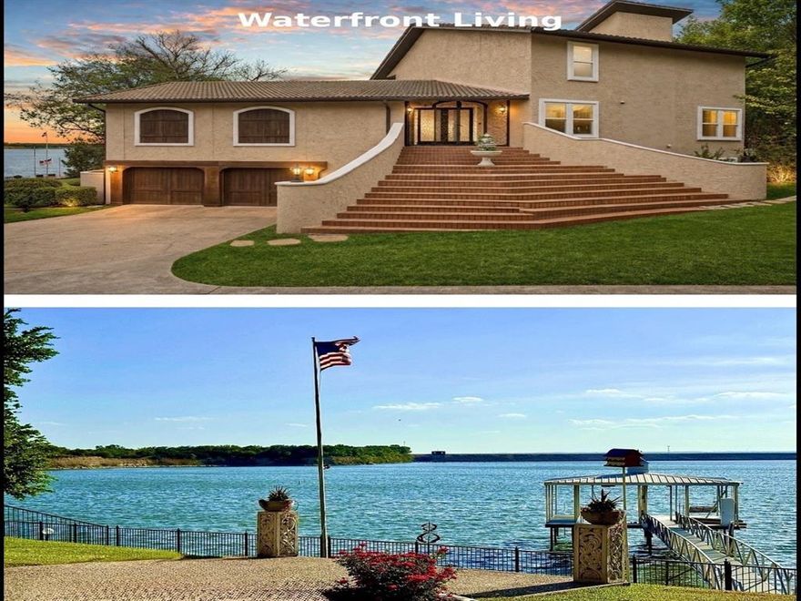 Perfectly positioned to capture sweeping panoramic views, this beautifully updated waterfront retreat features a private deep-water dock with accommodations for both boat and jet ski lifts-ready for spontaneous lake days and sunset cruises. Inside, light-filled interiors and an open-concept design create a seamless flow between living, dining, and kitchen spaces, all intentionally oriented toward the water, along with a versatile flex space-ideal for a home office, creative studio, or additional living space. Expansive new windows frame the lake like artwork, filling the home with natural light and ever-changing views that set the tone for relaxed living and elevated entertaining. Outdoor living takes center stage with a covered deck and private balcony-ideal for morning coffee, evening gatherings, and unforgettable Texas sunsets over the water. Every space invites you to slow down and stay a little longer. The thoughtfully designed layout offers exceptional flexibility, featuring a private MIL suite and separate guest ensuite-perfect for hosting, multigenerational living, or creating a secluded retreat for visitors. The primary suite provides a peaceful escape with serene water views, a sitting area, and a private balcony, while additional living spaces and generous storage ensure both comfort and functionality.? Set on the main body for true open-water access, this property delivers a rare combination of privacy, prestige, and lifestyle. Whether boating, jet skiing, entertaining, or simply enjoying the calm of the lake, this home offers an experience for those that seek a retreat that is refined and unforgettable. This property offers a rare opportunity to own one of the lake’s most sought-after waterfront settings.? Just a 2-minute boat ride to the prestigious Fort Worth Boat Club, and ideally located on the southeast side of the lake, approximately 35 minutes to DFW Airport, and near dining, shopping, and recreation—this is lake living at its highest level.