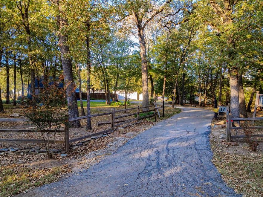 A scenic forest setting leads to this magnificent 2,197 sq ft home with private in-ground pool and workshop with electricity on 1.6 acres in Wills Point! The grand living room makes an unforgettable first impression with tall ceilings and a large stone fireplace, flowing into a formal dining area filled with natural light from a wall of windows. The kitchen accommodates nicely with a breakfast bar, plenty of cabinet and counter space, stainless steel appliances, and a double oven. The spacious ensuite primary bedroom creates a relaxing retreat with a corner soaking tub, separate shower, and split vanities, while additional bedrooms provide flexibility for guests, hobbies, or working from home. Step outside to your own backyard oasis with a sparkling pool, beautiful outdoor space, and a20'x30' concrete floor workshop with a roll-up door for storage, projects, or equipment. Wills Point is the Bluebird Capital of Texas and offers easy access to Lake Tawakoni for fishing and recreation. Proudly Claim Your Piece of Texas!