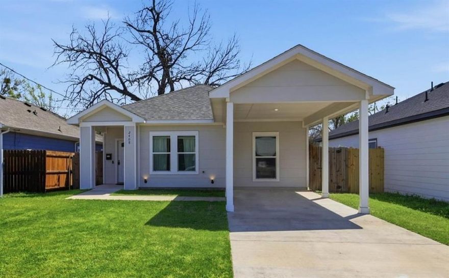 Modern, beautifully updated single-story home featuring 4 bedrooms and 2 baths—ready for immediate move-in! This light-filled, open-concept floorplan offers both comfort and functionality with plenty of space to relax or entertain. Stylish wood-look flooring flows throughout the main living areas, complemented by brand-new carpet in the bedrooms. The kitchen features granite countertops, stainless steel appliances, crisp white shaker cabinetry, a spacious island with seating, and room for a full-size dining table—perfect for everyday living or hosting guests. Step outside to your private backyard retreat, complete with a covered patio, raised deck, and ample space for a firepit—ideal for relaxing evenings or weekend gatherings. The primary suite features an ensuite bath and two separate closets, providing both comfort and convenience. Generous sized secondary bedrooms and modern guest bath is sure to impress all. Located in the heart of Dallas with easy access to major highways, this home offers the perfect blend of style, space, and location. It's giving all the modern vibes and will truly be a great place you'll want to call home! 
Open House Saturday, March 28 @ 1-3pm.