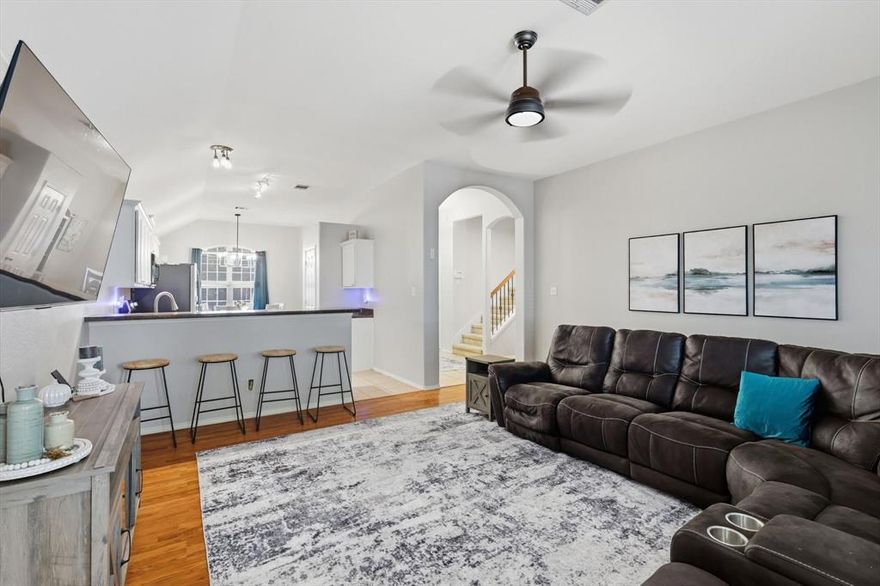 Ask listing agent about a 1% lender credit if buyer finances through LA's preferred lender. Welcome to this lovingly maintained 1.5-story home, ideally nestled on a private cul-de-sac in the desirable gated community of Chisholm Springs. Enjoy the serene drive through winding roads lined with white fencing, leading you past resort-style community amenities including a clubhouse, gym, basketball courts, sparkling pool, and brand-new playground. The HOA regularly hosts holiday events and food trucks, offering a wonderful opportunity to connect with neighbors and enjoy a vibrant community lifestyle. Step inside to discover a thoughtfully designed floor plan with meaningful updates throughout. The open-concept living and dining area features a spacious living room that flows seamlessly into the kitchen—perfect for both everyday living and entertaining. The secluded primary suite is located on the main level at the rear of the home, offering a spacious ensuite bath and an oversized walk-in closet. Thoughtfully positioned apart from two generously sized guest bedrooms and a full bathroom, it provides the perfect blend of privacy and convenience. Upstairs, a versatile loft-style game room and a fourth bedroom with dual closets and a half bath create flexible options for a home office, guest retreat, or playroom. Enjoy peaceful mornings or quiet evenings on the covered front and back porches, with views of the private yard, mature trees, and a bonus side yard with a storage shed. Over $29,000 in upgrades in the past four years include new HVAC (2023), updated kitchen appliances, fresh interior paint, carpet, modern lighting, finishes and more. The home also includes a private tornado shelter for added peace of mind and is located in tax-friendly Wise County.