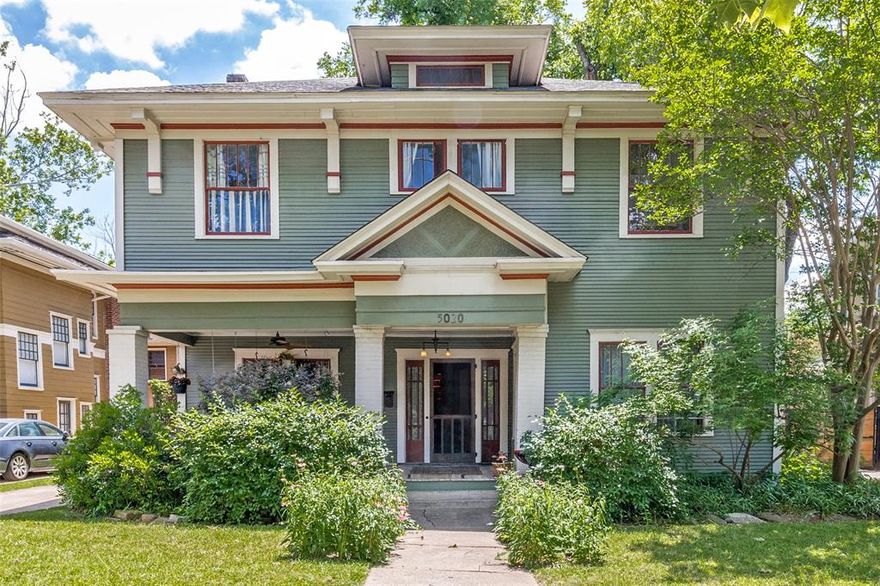 Open House Sunday, May 10th 2 pm to 4 pm.Truly a remarkable property located in the heart of the Munger Place neighborhood. This splendid American Foursquare home was custom-built in 1913 for Dr. David L Bettison and offers a blend of historical significance and thoughtful architectural design. American Foursquare homes are celebrated for their sensible and efficient use of space, a quality clearly evident throughout this residence. You'll be captivated by the beautiful, richly stained maple inlaid floors featuring a unique pattern that adds a touch of elegance and character to the home. The floor plan has been carefully maintained to honor its original design while seamlessly integrating modern amenities for comfortable living. The eat-in kitchen is a delight, boasting soapstone countertops, stainless steel appliances, and ample cabinet space. All bathrooms have been tastefully updated; one features Marmoleum flooring, which offers a vintage aesthetic with modern sustainability. The multiple living spaces within the home ensure privacy and tranquility, providing peaceful retreats from a busy lifestyle. Nestled in the middle of the block, away from busier streets, this location fosters a strong sense of community that extends beyond casual greetings. The Munger Place Homeowners Association has cultivated this spirit for many years through various annual and recurring neighborhood events. Residents enjoy longstanding traditions such as the annual home tour, also known as the wine walk, highlighting the unique charm of the neighborhood. Additionally, regular porch parties offer relaxed opportunities for neighbors to socialize. Annual 4th of July and other holiday parties are always popular events, enjoyed by residents of all ages. This property's location in the Munger Place neighborhood also provides convenient access to downtown Dallas, Baylor Hospital, Lower Greenville, as well as a variety of retail and restaurant options.