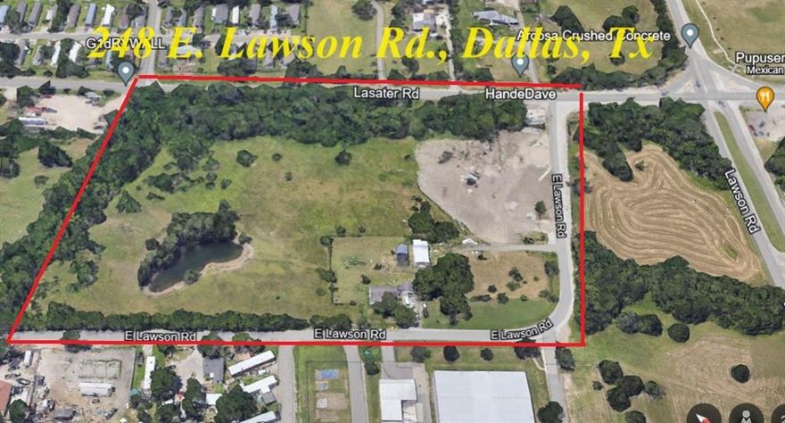 Back on the Market!! Buyer could not close. Great Opportunity to Build a Single Family Neighborhood of 25 Homes with 7,500 s.f. lots, or many more with the New Minimum Lot Size of 3,000 s.f. recently approved by the Texas Legislature! Sell the Lots to Builders, or do the whole development yourself. Currently Zoned R - 7.5 which allows for 7,500 s.f. Lots (60 x 125, or 50 x 150).  Seller will consider splitting the property into two Tracts, and selling one 9 acres to build the homes for $500,000, and keep the 3 acre Tract where his personal home and work shop are located.  Property will need to be replatted. We have cost and time estimates from an Engineering Company to walk you through the entire process with the City of Dallas for Approval and Infrastructure Development. Alternate Zoning might also be approved depending upon the current flexibility of the the City. Small Pond on the property already that might serve as a retention pond and or a neighborhood amenity feature. Other currently approved uses are a Church, Agriculture Crop Production, Public Park, or Playground. We have Estimated Development Costs to share with qualified Buyers.