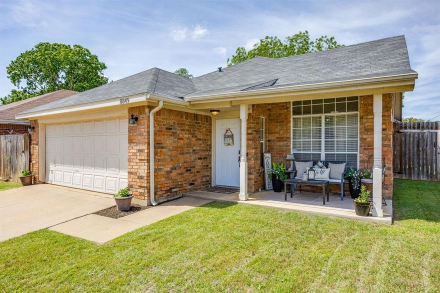 Move-In Ready 3-Bed, 2-Bath with Updated Features & Outdoor Living
Welcome to 8849 Mystic Trail, a beautifully maintained 3-bedroom, 2-bathroom single-story home offering a thoughtful, move-in-ready layout in a convenient DFW Metroplex location. The oversized living room is anchored by a corner wood-burning fireplace, allowing flexible furniture arrangement and generous wall space to accommodate a large flat-screen television.
A formal dining room comfortably seats six, with additional room for a buffet or decorative table — ideal for entertaining and holiday hosting. The spacious kitchen showcases granite countertops, a dedicated pantry, a brand-new microwave, and ample room for a bistro set or breakfast table.
French doors open to a large wood deck overlooking a sizable backyard with excellent space for outdoor dining, grilling, and relaxing. An 8-foot privacy fence along the street side adds seclusion, and the property sits within a posted school zone with reduced posted speed limits during school hours. A covered front porch offers a quiet retreat to enjoy a book and a cold drink.
Major systems include a Trane HVAC. Newer roof replaced in 2021 excellent factors for homeowners insurance underwriting.
Prime location: Endless shopping, dining, and sporting venues nearby. Approximately 15 miles to DFW International Airport, with quick access to Loop 820 and I-30. Walkable and bike-friendly route to the nearby elementary school. Highly sought after HEB school district.