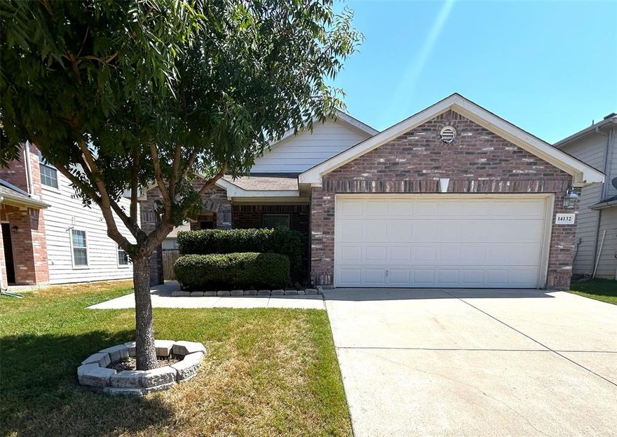 MOVE-IN READY in NORTHWEST ISD! This charming three bedroom, two full bathroom brick home is nestled in a highly desirable, family-friendly neighborhood, offering a perfect blend of comfort and convenience. With spacious living areas and neutral color palettes, this home provides a welcoming atmosphere for families of all sizes. The heart of the home is an open-concept living to kitchen space. The kitchen is spacious and provides plenty of room to eat-in or at the breakfast bar. The bedrooms are split for privacy and have ceiling fans and carpet.  All windows have 2 inch faux wood blinds and there is vinyl planks throughout all the main areas!  The front porch is covered and cozy - perfect for a small dining or sitting area.

Outside, the home is situated in a community that boasts a wealth of amenities for active families. Residents have access to beautiful community pools, perfect for those warm summer days, as well as playgrounds where kids can burn off energy and socialize with friends. For outdoor enthusiasts, the neighborhood features scenic walking trails, ideal for morning strolls or evening runs. There are also basketball and baseball fields, providing plenty of space for family sports and recreational activities. Additionally, peaceful ponds throughout the community offer a serene spot for relaxing or wildlife watching.

This property combines the charm of a cozy home with the conveniences of a thriving, active neighborhood, making it the perfect place for families to grow and create lasting memories.   ------------Buyer to verify all info for accuracy including schools, square footage, and tax info---------------