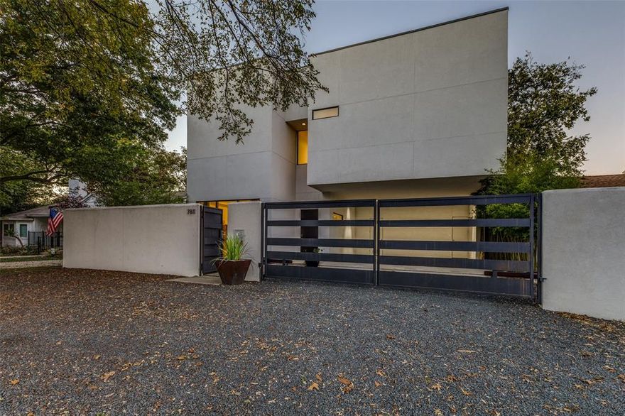 Located in the heart of Dallas within the highly sought-after HPISD school district, this architect-designed home reflects the creative vision of its owner. A private gated entrance opens to a secluded courtyard entry, offering a sense of privacy and a welcoming buffer that sets the tone for the unique design within. Inside, the home boasts soaring ceilings and a dramatic wall of floor-to-ceiling windows that flood the space with natural light while showcasing the backyard oasis.

The first floor offers a functional yet stylish layout, including a private home office ideal for remote work. Upstairs, the luxurious primary suite is accompanied by three additional en-suite bedrooms, providing ample space for family or guests. The state-of-the-art kitchen is equipped with Miele appliances, including a built-in coffee station, and is thoughtfully designed for both cooking and entertaining. Additional highlights include a sauna, abundant storage, and a seamless flow that connects every space.

The low-maintenance backyard is a perfect retreat, featuring a dipping pool, a cozy outdoor fireplace, and turf landscaping designed for effortless enjoyment.

Centrally located near top schools, fine dining, and upscale shopping, this home is a rare blend of modern design, unparalleled convenience, and timeless style.