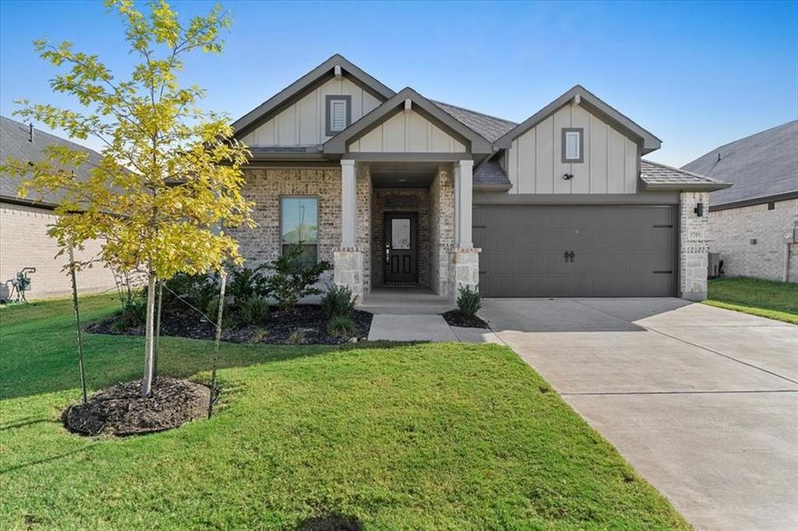 Beautiful house! Great location! IMMEDIATE Move-In Ready!!! Check out this 3-bed 2-bath 1977 sqft house in Farmersville's highly desirable LAKE HAVEN subdivision. The house is located across the street from the community's pool, playground, clubhouse, gym area, basketball court, pickleball court, etc. The living area features an electric fireplace with a wall mounted TV mount already installed for your flat screen. The kitchen includes a gas stove oven, gas stovetop, dishwasher, microwave, disposal, kitchen island, solid countertops, and a breakfast eating area. This home features beautiful, engineered tile hardwood designed flooring in the main areas. Ceramic tile in the wet areas. Carpet in the bedrooms. Lots of windows for natural light. Large primary bedroom. Primary bath features his and hers vanities, separate sinks, extended shower, huge walk-in closet. Secondary bedrooms have a ceil fans and walk-in closets. The combination Office Mudroom has a separate wall with countertop and cabinets and 2 sitting areas for desktops. The other side has a bench with individual cubby holes built in for storage plus hanging hooks. The room is entered from the garage on one side and the kitchen on the other. Huge separate utility room has washer and dryer connections, and it is large enough to add a separate freezer if you choose. Fenced in backyard is perfect for entertaining your friends and family!!! Large 12' x 8' storage shed in the backyard. Owner wants to keep the internet in their name and tenant would hook up their WiFi router to the NEXTLink modem to convert the internet service to their name and pay a flat internet rate of $30 per month above rent. House is wired with Ring and smart thermostat. Conveniently located to major roadways so you can quickly get to restaurants, shopping, entertainment, and schools.