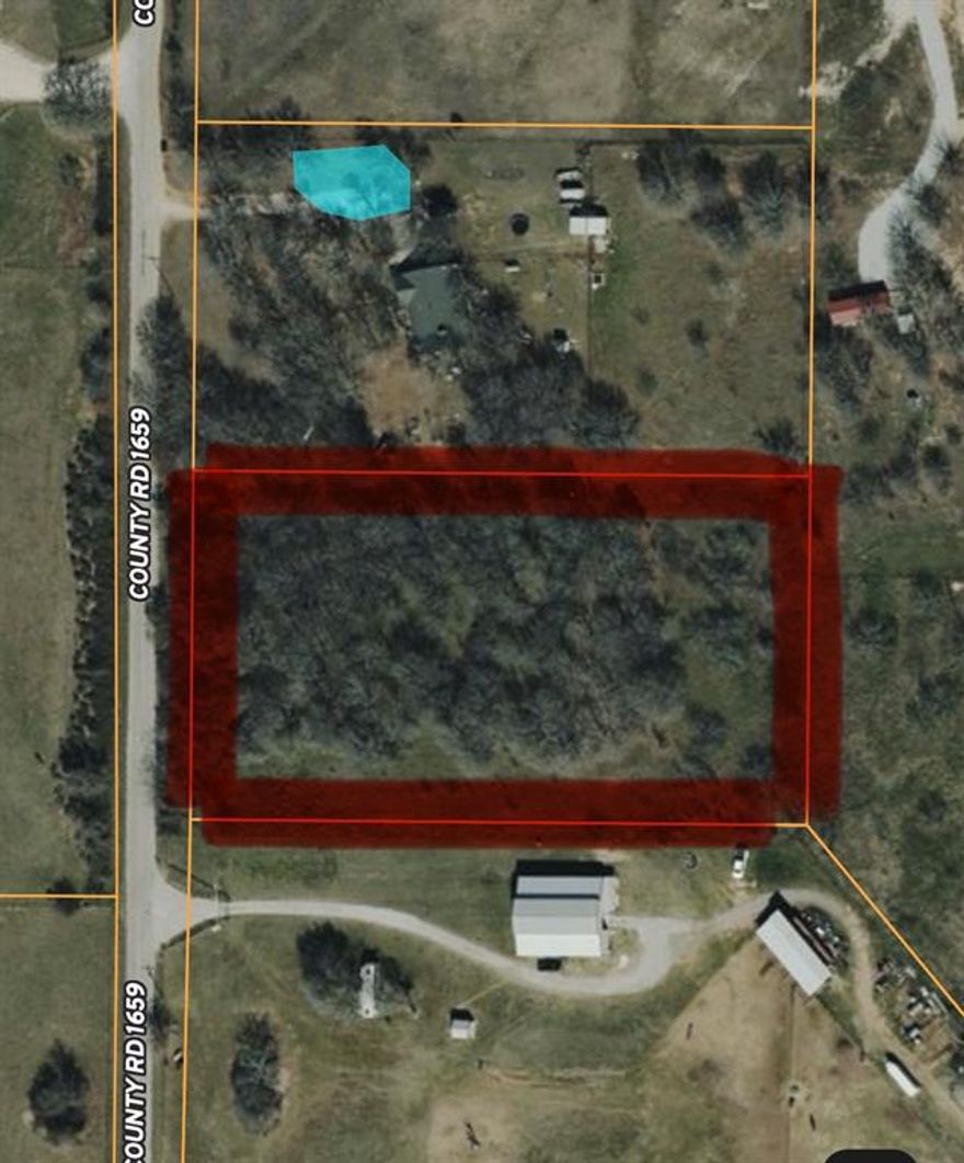 Beautiful 2.5 acre lot offering the best of North Texas country living. This heavily treed property features large, mature trees providing natural shade, privacy, and scenic surroundings. County road frontage allows for easy access while maintaining a quiet, rural atmosphere. 
Perfect for building your dream home, build a shop, or simply enjoy the space and peaceful surroundings.