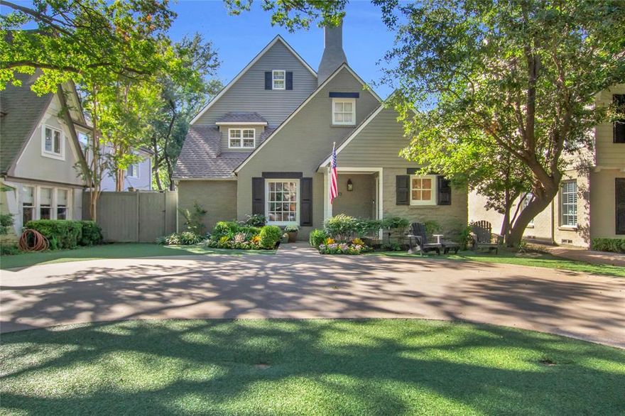 Charming Tudor with timeless appeal and stunning blonde hardwood floors. Spacious Living and Family Rooms provide plenty of space to relax or entertain. Two primary suites—one upstairs and one down—ideal for flexible living. The remodeled kitchen features a large island, stainless steel appliances, and a seamless flow into the Family Room and new wet bar. A convenient butler’s pantry connects the Kitchen and Dining Room. Exceptional storage throughout, including two large attics. Enjoy low-maintenance turf in the front yard and a brand-new pool in the back. This gem even includes a generator. A warm, inviting home filled with character and modern comfort!