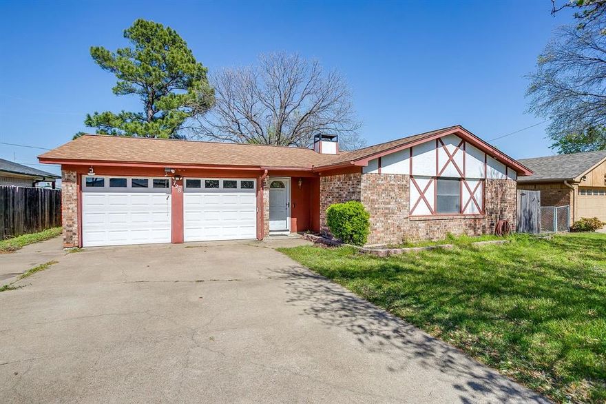 Wonderful opportunity in Burleson ISD under 200k! Bring your ideas. This 4 bedroom, 3 bath, 2 car garage home features 2 primary suites, one with its own private entrance. A large living room features laminate wood floors and is anchored by a beautiful fieplace. The galley kitchen is well equipped and boasts a dining room with chandelier and shutters. Utility room will accommodate a full size washer and dryer. Bedrooms are generously sized with plenty of storage options. The back suite has lowered electrical switches, wide doorways and an accessible full bathroom. A large covered patio overlooks the backyard. Oversize storage shed for all of your needs. Home is part of an estate to be Sold As Is. Cash or conventional financing only.