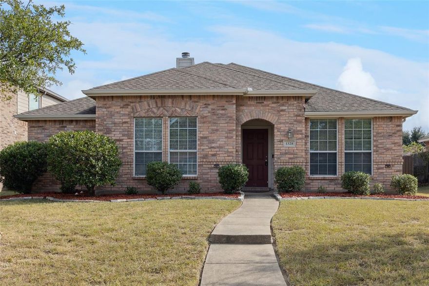Welcome home to this charming 3-bedroom, 2-bath Horizon Home nestled in the inviting Boardwalk neighborhood, perfectly blending comfort and style. From the moment you step inside, you’re greeted by an open, light-filled layout and rich wood-look flooring that flows seamlessly throughout the main living spaces. The spacious living room, anchored by a charming brick fireplace, creates the perfect setting for cozy evenings or gathering with friends and family. The kitchen is both functional and stylish, featuring abundant cabinetry, sleek countertops, stainless steel appliances, and generous prep space—ideal for everyday living and effortless entertaining opening naturally into the dining and living areas, making connection and conversation easy. Retreat to the private primary suite, offering comfort and space to unwind, while two additional bedrooms provide flexibility for guests, a home office, or growing needs. Outside a large backyard allowing plenty of room to create your ideal outdoor oasis—whether it’s weekend barbecues, play space, a pool or simply enjoying a quiet Texas sunset. The home also features energy-efficient solar panels, helping keep utility costs low while adding long-term value. Don't wait, this one won't last long!