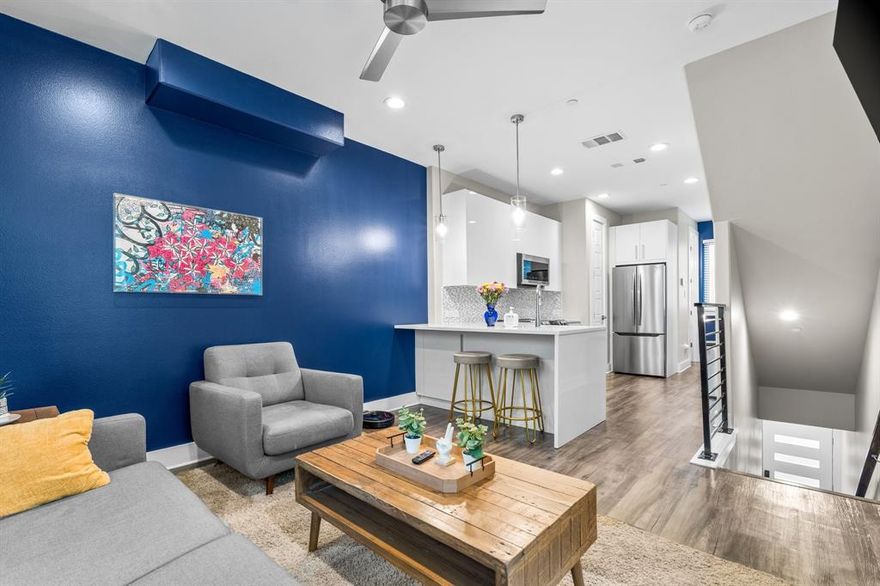 Luxury condo in the heart of Fort Worth! Amazing investment opportunity for an Airbnb or VRBO, and sellers are willing to sell AS IS with all furniture to make it rental ready. If you are looking for the perfect blend of location, lifestyle, and layout, then this is it! This condo is nestled in the highly sought-after medical district, walking distance to up and coming Magnolia St. and S. Main as well as tons of restaurants, shopping and entertainment, just minutes from downtown and major hospitals, and only 2 miles from the TCU campus!  Dickies arena, the Ft. Worth Zoo, Trinity River and Top Golf are just minutes away as well as the Ft. Worth Stockyards less than 5 miles away. One bed and one full bath, one half bath, and 1,130 sq. ft. This stylish multi-level condo offers a smart and spacious layout: 1st floor private garage and mud area; 2nd floor Open concept living and kitchen; 3rd floor master bed and bath; Top floor is a bonus flex room, plus access to the private outdoor patio. Whether you need a home office, workout space, or guest room, the top level gives you the freedom to create what fits your lifestyle.