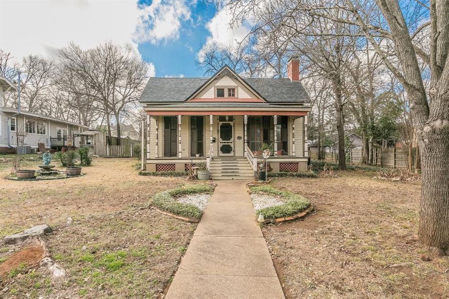 This is a Bank Owned Property being sold AS IS no SDN.  Founation Work needed bid available but will not be done .This house was built by John Reagan. He built 3 homes; his own, one for is daughter in 1884 (this home), and one for his son which is directly across the street. This home has a City of Palestine Historical Designation. The half acre lot has a wooden privacy fences and features large trees, a carriage house, and a greenhouse. Updates made 5 years ago are new roof and air conditioner unit (HVAC). Wood fenced back yard. Atmox Moisture Control System installed under house to control humidity. Pier and Beam foundation replaced 6 years ago. The interior was painted in Jan. 2025. This is a wonderful opportunity the experience the charm of historic Palestine.