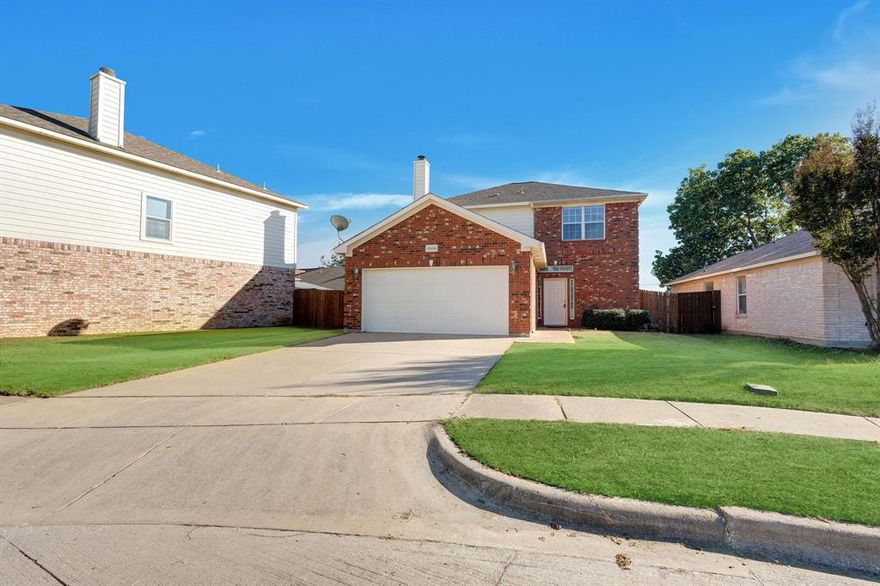 Come tour this meticulously updated beauty today! Perfect for an owner occupant or investor alike, this home offers the ideal blend of comfort, flexibility, and convenience. Nestled in a quiet cul-de-sac yet just seconds from TX-183, Hwy 360, you’ll enjoy quick access to everything DFW has to offer - especially AA headquarters, and DFW airport! Located within the highly acclaimed Hurst-Euless-Bedford ISD, known for strong academics, teacher quality, and diversity!

Step inside to an open-concept layout that welcomes you with a bright main living area on one side and a second living or formal dining space on the other. The main floor features luxe engineered hardwoods and durable tile flooring for both elegance and practicality. Adjacent to this area, you’ll find a flex room that can easily serve as a study, home office, or guest bedroom—perfect for modern living. The spacious kitchen boasts granite countertops, upgraded stainless steel appliances, and generous cabinet space, opening perfectly to the living area for effortless entertaining.

Maximize your entertaining space downstairs as the two secondary bedrooms and the spacious primary suite are tucked away upstairs for privacy. The primary bedroom features two walk-in closets—one inside the room and another in the ensuite bath.

Outside, enjoy a spacious backyard, perfect for gatherings or outdoor relaxation.

Recent updates include interior paint (2025), front elevation exterior paint (2025), most light fixtures and recessed lighting (2025), and a new water heater (2025).