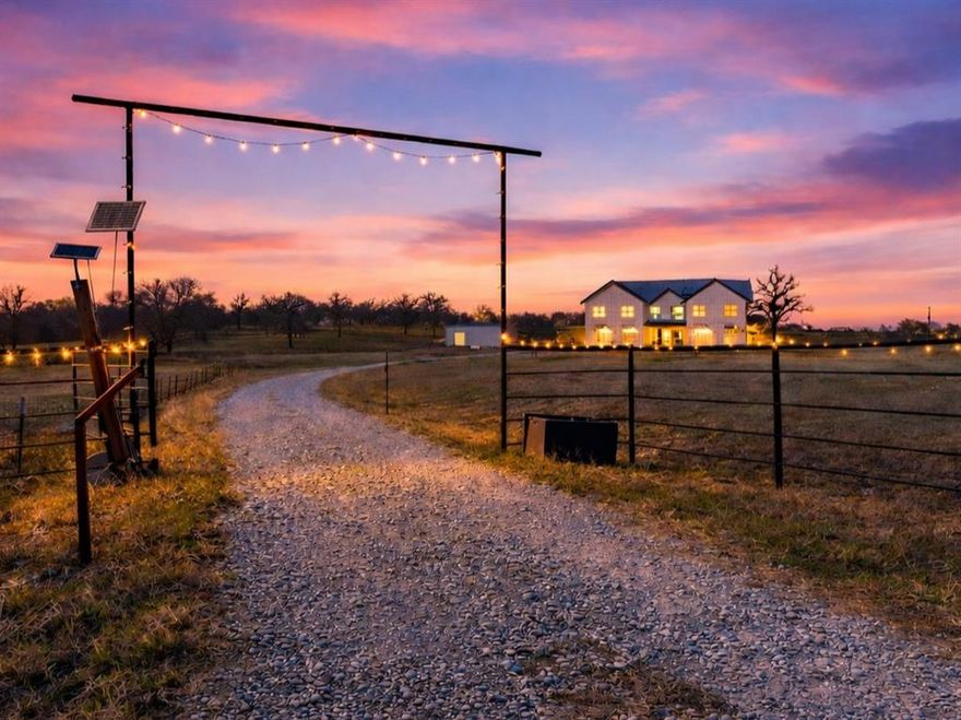 Luxury 2023 custom modern farmhouse on 8 ag exempt acres in highly sought after Brock ISD with a Weatherford address. Located outside city limits with few known deed restrictions, this property offers exceptional flexibility for residential living, recreation, or potential business use.

This impressive 6600 sq ft home features 7 bedrooms, 5.5 bathrooms, three living areas, and multiple dining spaces making it ideal for large families, entertaining, or multi generational living.

The chef inspired kitchen includes a commercial grade gas range, oversized island, extensive cabinetry, expansive prep space, and a massive walk in pantry with a second refrigerator. The open concept design flows into spacious living areas highlighted by a dramatic floor to ceiling fireplace built from reclaimed brick from a historic Weatherford farmhouse.

The private primary retreat offers dual oversized closets, separate vanities, soaking tub, spa style bath, and an infrared sauna.

A versatile 1500 sq ft bonus area with additional washer and dryer hookups provides excellent potential for a mother in law suite, guest quarters, private apartment, or game room.

Outdoor living features expansive covered farmhouse porches that are pre plumbed for an outdoor kitchen and wired for a future heated pool.

The property also includes a 1500 sq ft workshop with electricity currently functioning as a functional fitness gym with a batting cage. With minimal deed restrictions and location outside city limits, the space offers excellent potential for a home business, training facility, gym, workshop, or sports practice area.

Additional infrastructure allows for a second residence with its own electric meter, septic system, and well connection.

Enjoy peaceful ag exempt acreage with no city taxes while being just minutes from shopping, dining, and approximately 5 miles from Target.