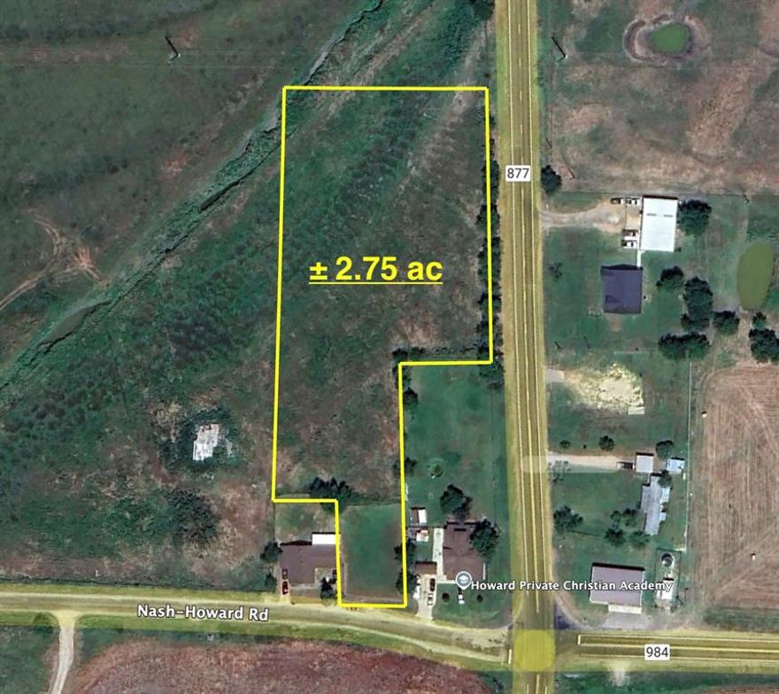 ± 2.75 acres just south of downtown Waxahachie. This property is outside the city limits, lightly deed restricted, and will convey with a water meter installed. Barndominiums to be allowed but no mobile homes. Located in Waxahachie ISD with attendance zones to be verified by the buyer.