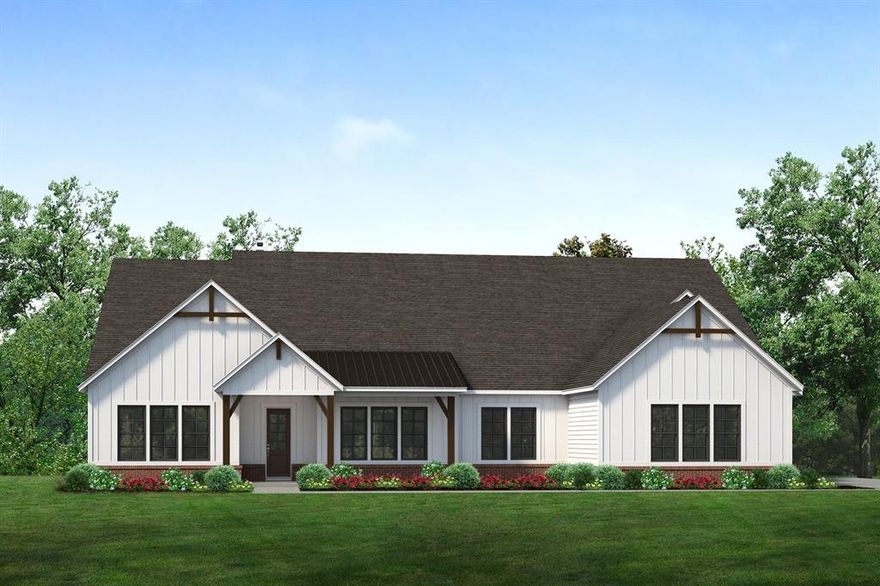 Estimated June 2026 completion! Ask us about our Trade In Trade Up program, we can buy your home! SPRAY FOAM ENCAPSULATED!  Discover the allure of the Foxglove plan, an epitome of sophistication and comfort crafted by Riverside Homebuilders. This luxurious one-story abode spans 3,497 square feet, offering 4 bedrooms and 3 bathrooms, meticulously designed for modern living. With a 3-car garage and a thoughtful layout, convenience and elegance seamlessly intertwine to create an unparalleled living experience. As you step through the front door, you're greeted by an open and airy foyer with wood look tile in the main areas, setting the tone for the home's inviting atmosphere. Off of the foyer, the luminous dining room awaits, perfect for hosting memorable gatherings with friends and family. Adjacent to the foyer, discover two versatile flex rooms, adaptable to your every need—whether it be a home gym, office or creative space. Continue through to the heart of the home, where the magic unfolds—a sprawling family room adorned with a cozy fireplace, nestled near a charming nook and a chef-inspired kitchen boasting ample counter space and storage areas. On one side of the home, three traditional bedrooms each feature a walk-in closet and are accompanied by two bathrooms for utmost convenience. For added entertainment, indulge in the media room, ensuring every member of the family has a space to fulfill their passions. On the opposite side, the owner's suite awaits, offering a sanctuary of luxury with top-quality features, a stunning owner's bath and an incredible walk-in closet. Lastly, step outside to the covered back patio with an outdoor fireplace, where you can bask in the gorgeous DFW weather and embrace outdoor living at its finest. In the Foxglove plan, luxury, convenience and versatility converge to create the perfect haven for modern living.