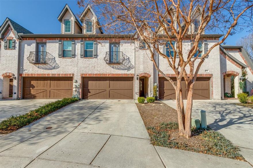 Beautiful 3-bedroom, 2.5 townhome nestled in the heart of Stonebridge Ranch and surrounded by beautiful topography blending luxury, comfort, and convenience to highways, shopping and more!
The home boasts hardwood floors in the entry, family room and dining room, crown molding, and an open kitchen equipped with granite countertops, a gas range, stainless-steel appliances and walk-in pantry with access to under stair storage.. The living area features a cast stone fireplace and a wall of windows, creating a bright and inviting atmosphere. Upstairs you will find LVP flooring covering all areas excluding laundry and bathrooms. The primary bedroom serves as private retreat with an ensuite bath that features dual sinks, garden tub and separate shower.  Upstairs, the versatile living space is perfect for use as a playroom, study, or TV room, while the secondary bedrooms and bath are thoughtfully separated from the primary suite. Outside, enjoy a private backyard with lush, perennial landscaping, ideal for relaxation and entertaining. The home is just a short walk from the community pool, pickleball courts, and elementary, offering convenient access to the best of Stonebridge Ranch’s amenities. 

The home includes a robust list of 2025 updates:
Six panel front door along with new glass in back doors, Luxury Vinyl Plank flooring on second floor, Four-inch plantation shutters on all windows upstairs and garage, Two additional hanging bars in Master closet, Subway style kitchen back-splash, Neutral modern wall and trim paint throughout home, Modern electric remote control shades for the primary living room windows, Recessed lighting added to living (up and down) and dining room (total of 23 lights)
New light fixtures and fans in living rooms, powder bath and master bedroom, Storage (ceiling) and slat wall added to the garage, Professional fireplace refresh with new stones and interior painting