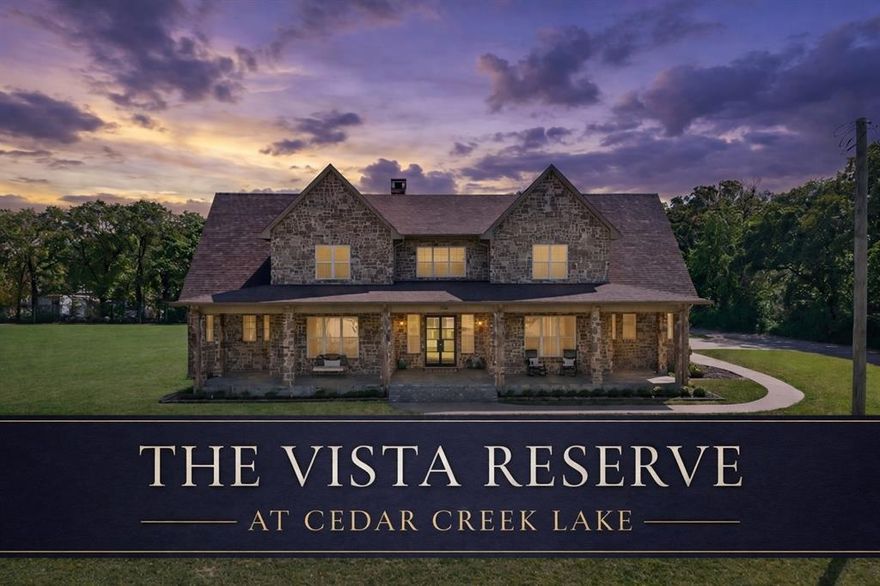 Welcome to the Vista Reserve at Cedar Creek Lake. Once you step inside, you’ll understand why this is home! Experience elevated lake living in this brand-new luxury smart home tucked inside a prestigious gated community with sweeping lake views all the beauty of waterfront living without the waterfront tax bill. Designed for both grand entertaining and everyday comfort, this expansive residence features 4 spacious bedrooms, 4 beautifully appointed baths, two private offices, a generous game room, and a state-of-the-art media room complete with its own bar for unforgettable movie nights and game days. Hand-scraped solid oak floors anchor the home with warmth and sophistication, while designer finishes and thoughtful architectural details elevate every space. The chef’s kitchen is nothing short of spectacular equipped with premium KitchenAid appliances, a 6-burner gas cooktop with griddle, double ovens, indoor grill, ice maker, and separate full-size refrigerator and freezer. The butler’s pantry is a dream for entertaining, offering a second dishwasher, warming drawer, additional ice maker, sink, beverage center, and abundant storage. Outside to a fully equipped outdoor kitchen built for hosting under the stars. The primary suite is a true retreat including serene, and spa-inspired features like a soaking tub, walk-in shower, dual vanities, and a custom closet designed to impress. A steam shower adds an extra touch of resort-style luxury. Car enthusiasts and hobbyists will appreciate the climate-controlled 3-car garage with epoxy flooring, extended truck space, and an electrical panel already prepared for a future pool addition. Private community boat ramp just moments away, your lake days are effortless just bring your boat and start living.
This home is packed with upgrades that must be experienced in person to fully appreciate. If you’ve been searching for refined lake lifestyle living with space, technology, and timeless design your private tour is waiting.