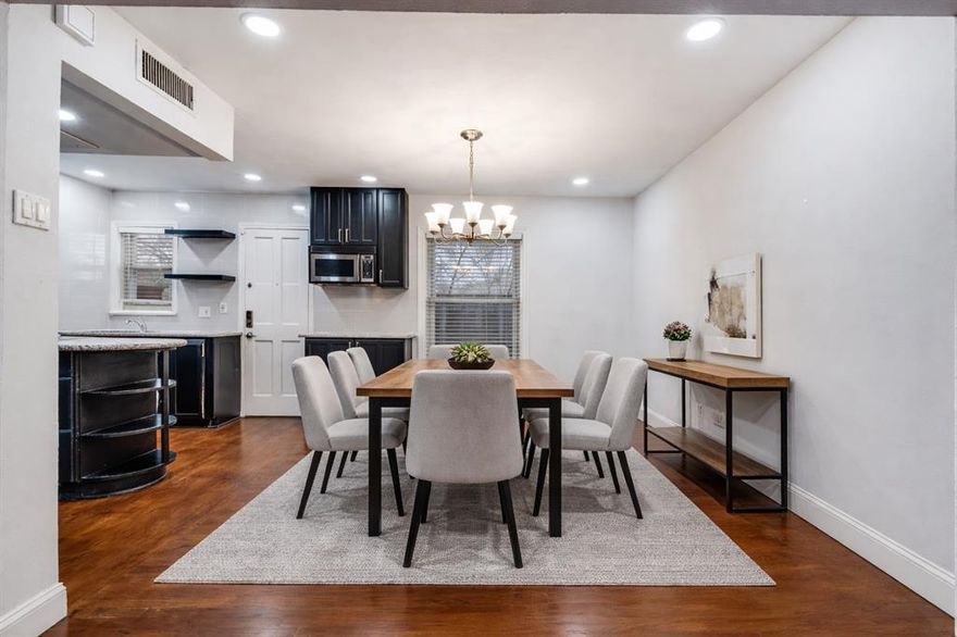 Welcome home to 6488 Bordeaux, a beautifully updated 2-bedroom, 1-bath condo located in the desirable Bordeaux Village Condos of West Highland Park with its mature trees and coveted greenspaces. This light-filled home features stunning refinished hardwood floors, modern lighting and an updated open kitchen that flows seamlessly into the dining and living areas perfect for everyday living and entertaining. The thoughtfully designed layout offers large bedrooms, a refreshed bath, and a clean, modern feel throughout. The private patio offers a quiet respite to start or end the day and includes a shelved storage closet.  Updates include freshly refinished hardwoods, new stainless refrigerator, new washer dryer combo unit, updated windows, wood blinds, and roof is only two years old. HOA includes use of the sparkling community pool with clubhouse and covers water, sewer and trash. Convenient assigned parking spot is steps away from unit. Enjoy the convenience of a prime location just minutes from Love Field Airport, with easy access to top rated restaurants, shopping, and major highways.