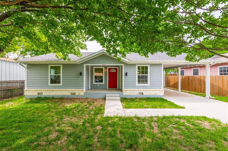 Welcome to your newly renovated 3-bed, 2-bath home! This one-story gem has undergone a complete transformation. With its great floor plan, perfect for relaxation and entertaining, you'll find 1387 square feet of living space filled with natural light streaming through new windows and enhanced by recessed lighting. The heart of the home is the stunning new kitchen, boasting floor-to-ceiling cabinets and stainless steel appliances. Enjoy peace of mind with new upgrades including HVAC system, roof, and water heater. All bathrooms are newly renovated, and ample storage is provided throughout, including a dedicated laundry room with a closet. Outside, revel in the convenience of a covered carport and a freshly paved driveway. The fenced front yard, adorned with beautiful trees, invites you to relax on the front porch. Located near the Chisholm Toll Road, Interstate 30,& Interstate 20, offering effortless access to downtown Fort Worth, Grocery stores, shops at Clearfork and much more!