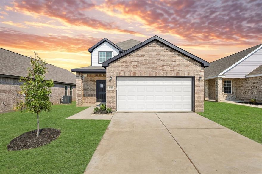 Welcome home to Christian Meadows in Ennis, TX. The Woodland is a thoughtfully designed, two-story new construction home that offers generous space for everyday living and gathering. With 4 bedrooms, 2.5 bathrooms, a game room, and a 2-car garage, this home provides flexibility for a variety of lifestyles and needs. The first floor is designed with connection in mind, featuring an open layout where the kitchen flows seamlessly into the family room—ideal for casual meals, conversations, and entertaining. The kitchen includes 42-inch cabinetry, granite countertops, stainless-steel appliances, and a bar-top island that adds both function and seating. The first-floor Owner’s Suite offers a comfortable retreat with granite countertops, a sizable shower, and a spacious walk-in closet. Upstairs, the game room creates additional space for relaxing, working, or enjoying time with guests. Located in the welcoming Christian Meadows community, this affordable new home blends modern finishes, practical design, and low-maintenance living—an inviting place to settle in and feel at home.
