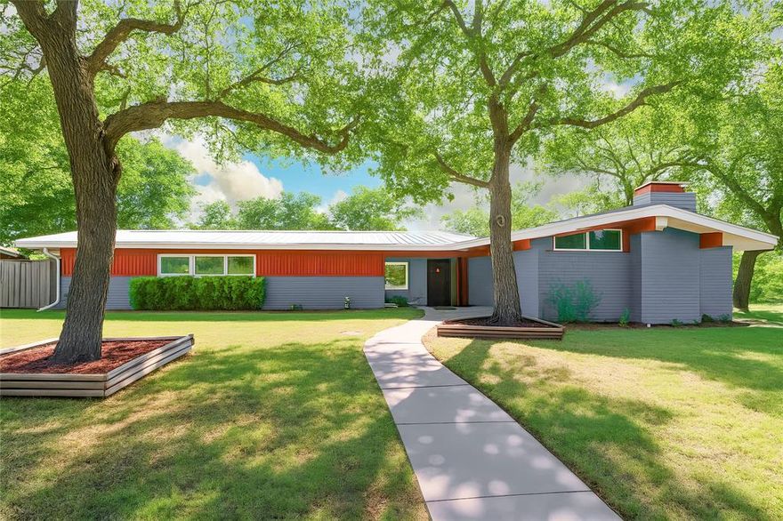 Stunning 1955 Mid Century Modern built for the Clements family with a mother in law suite in a separate wing from other bedrooms. It features a gunite pool and an incredible backyard oasis. Home sits on a large corner lot with mature trees and across the street from an undisturbed greenbelt. You will love the privacy and beautiful views overlooking Mineral Wells in this neighborhood. Five bedrooms in addition to the office or 4 bedrooms and 2 offices. Lots of flexibility and room for all. The kitchen is updated with a gas range and a large window overlooking the greenbelt area which is to the West. Dramatic floor to ceiling doors in the living area complete with mood lighting and a cozy fireplace for the winter nights. The primary bedroom and ensuite are up to date with a shower which measures 5 x 9 and 35 cabinets in the bathroom area and beautiful modern lighting. Primary closet is quite spacious and very private. Only carpet is in the mother-in-law suite which has its own entrance complete with electrical for a small kitchen if desired. 3 car garage awaits the car enthusiast and workshop area. Best of all is the backyard which is awaiting the next owner of this stunning home. The city is undergoing a great transformation, with two historical hotels, one already opened and the other in the near future. Lots of shopping, restaurants and recreation with Possum Kingdom Lake and the soon to be opened Palo Pinto Lakes State Park. Located 80 minutes to DFW International Airport and Mineral Wells has a great private municipal airport. Come and enjoy the Good Life in a charming town and the beginning of the Hill Country of Texas.