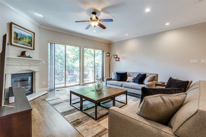 Gorgeous condo with rare second living area. Easy walking distance to Lakewood Shopping Center and Whole Foods! The first floor features a well-lit entry hall, stone flooring, and a nicely proportioned bedroom suite, plus access to the 2-car attached garage. The second floor includes a bright, freshly updated kitchen, a roomy dining area, and a spacious main living area leading to a pleasant walk-out balcony. The primary bedroom suite and another bedroom are located on the third level. A wonderful secondary living area or flex space is situated on the top floor, perfect for home office, kids' playroom, or hobby space, leading out to another generously sized balcony, great for entertaining. Generous closet and storage space throughout! Please note - some photos are from prior occupancy.