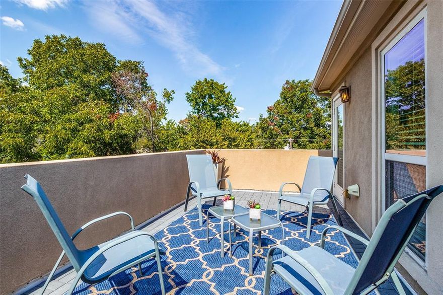 Gorgeous condo with rare second living area. Easy walking distance to Lakewood Shopping Center and Whole Foods! The first floor features a well-lit entry hall, stone flooring, and a nicely proportioned bedroom suite, plus access to the 2-car attached garage. The second floor includes a bright, freshly updated kitchen, a roomy dining area, and a spacious main living area leading to a pleasant walk-out balcony. The primary bedroom suite and another bedroom are located on the third level. A wonderful secondary living area or flex space is situated on the top floor, perfect for home office, kids' playroom, or hobby space, leading out to another generously sized balcony, great for entertaining. Generous closet and storage space throughout! Please note - some photos are from prior occupancy.