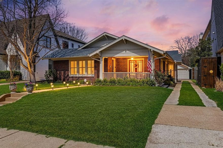 Welcome to a home that perfectly captures the charm and lifestyle of Dallas’s beloved M-Streets. Nestled in the heart of Greenland Hills, this beautifully maintained Craftsman blends historic character, beautiful updates, and one of the most walkable locations in the city. Imagine slow mornings on the inviting front porch swing, coffee in hand, watching neighbors stroll beneath the shade of mature trees. Life here feels like a step back to a simpler time, where evening walks, bike rides, and friendly waves are part of everyday life. Original architectural details, warm wood floors, abundant windows, and plantation shutters throughout fill the home with natural light while preserving its classic Craftsman character. The updated primary bathroom features beautiful marble finishes, creating a timeless, spa-like feel. The charming kitchen offers a gas range and farmhouse sink, with French doors that frame views of the pool, bringing the outdoors in. Step outside to your private backyard oasis. The sparkling pool, spa, and inviting outdoor space are perfect for summer gatherings, relaxing weekends, or cooling off after a stroll through the neighborhood. The location is simply unbeatable, just minutes from the vibrant restaurants, coffee shops, and boutiques along Greenville Avenue, making it easy to enjoy the best of Dallas right outside your door. Plus, the home is zoned to highly sought-after Mockingbird Elementary, one of the many reasons this neighborhood is so cherished. Charming, walkable, and full of character, this Greenland Hills gem offers a lifestyle that’s as special as the home itself.