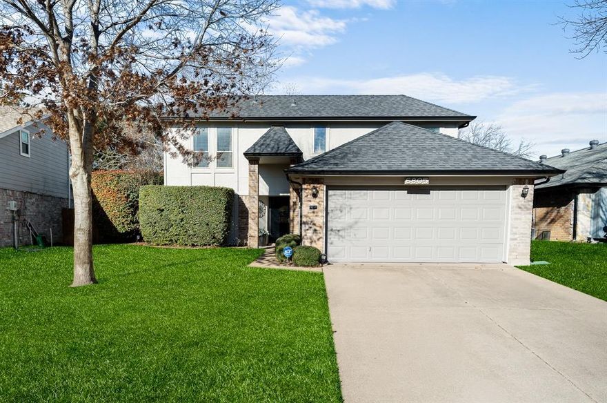 Don’t miss this well maintained hidden gem in highly rated Keller ISD! This charming 3-bedroom, 2.5-bath home offers a thoughtful layout with the primary suite tucked conveniently downstairs and versatile living spaces to fit your lifestyle. The open kitchen features updated stainless steel appliances and flows seamlessly into the main living area with vaulted ceilings and wood burning brick fireplace, creating the perfect hub for gatherings. Upstairs, a spacious loft provides endless options—home office, media room, or playroom, you decide! Enhanced energy efficiency with new HVAC system and new water heater and 2 year old roof! Step outside and enjoy the expansive backyard, ideal for entertaining or relaxing evenings under the stars. A storage barn with electricity and loft space adds room for projects, hobbies, or a workshop. With a two-car garage, flexible floor plan, and outdoor extras, this home has something for everyone.