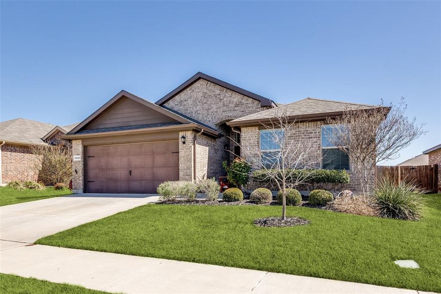 Welcome to 9340 Leveret Ln in Fort Worth. Built in 2019, this well-maintained home offers approximately 1,792 square feet with a bright, open-concept layout designed for comfortable living and entertaining. The spacious living area flows seamlessly into the kitchen and dining space, creating a functional central gathering area. The kitchen features ample cabinetry, generous counter space, a large island, and a pantry for added storage. Laminate flooring has recently replaced the original carpet, providing a modern look and easy maintenance. The private primary suite includes an ensuite bathroom and walk-in closet, while additional bedrooms offer flexible space for family, guests, or a home office. Outside, enjoy a manageable backyard and attached two-car garage. Conveniently located near shopping, dining, schools, and major commuting routes, this home offers both comfort and convenience in a growing Fort Worth neighborhood.