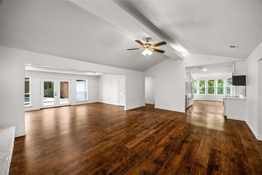 This 2025 COMPLETELY RENOVATED HOME blends modern upgrades with classic charm, offering 4 spacious bedrooms & 3 full bathrooms, including a private suite with its own entrance, ideal for a mother-in-law suite or guest quarters.  A Large Primary Bedroom with Ensuite Bath including NEW modern standalone tub and separate large shower! Step into an open concept living area featuring a vaulted ceiling, skylight and a stunning large brick wood-burning fireplace, seamlessly connected to the NEWLY renovated kitchen with a brand-new layout, NEW stainless steel appliances, and stylish finishes. Fresh interior and exterior paint, a NEW ROOF, NEW PLUMBING, and NEW updated LIGHTING & HARDWARE add to the home's move-in-ready appeal.  Enjoy versatility with a flexible dining & office space, perfect for today’s work-from-home lifestyle. NEW WINDOWS throughout enhance natural light and energy efficiency.  Outside, your own private backyard oasis awaits—with a sparkling diving pool, patio area, lush landscaping and NEW board-on-board FENCE offering privacy and comfort for entertaining or relaxing. Two-car garage with extra parking pad for third car.  Located just minutes from the BUCKHORN Park, walking distance to highly rated WELLS Elementary School, and close to major routes like the Dallas North Tollway, Hwy 121, and I-75 plus convenient access to shopping, dining, and much more.
This home offers low-maintenance, turnkey living in one of the area’s most desirable & well-kept Plano neighborhoods with NO HOA. Don’t miss your chance to own this beautifully updated gem in the heart of it all! Welcome to KIMBERLEA Subdivision at 3300 BANDOLINO LANE – Where Location Meets Lifestyle!   MUST SEE!